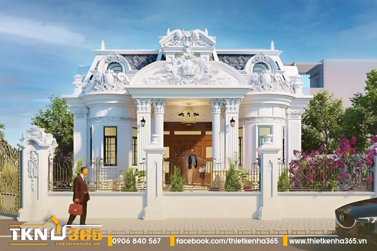 Biệt thư 1 tầng tân cổ điển Châu Âu sang trọng, tinh tế