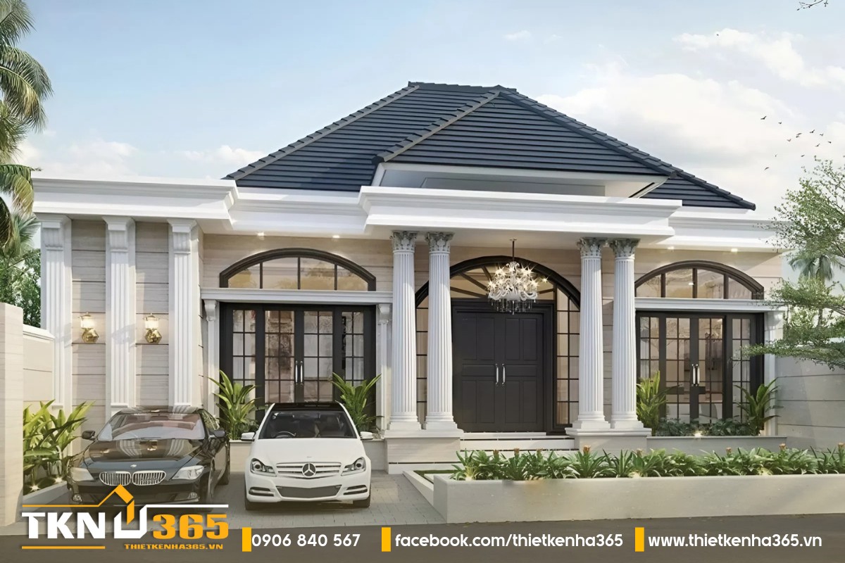 Mẫu biệt thự tân cổ điển 1 tầng Châu Âu được ưa chuộng