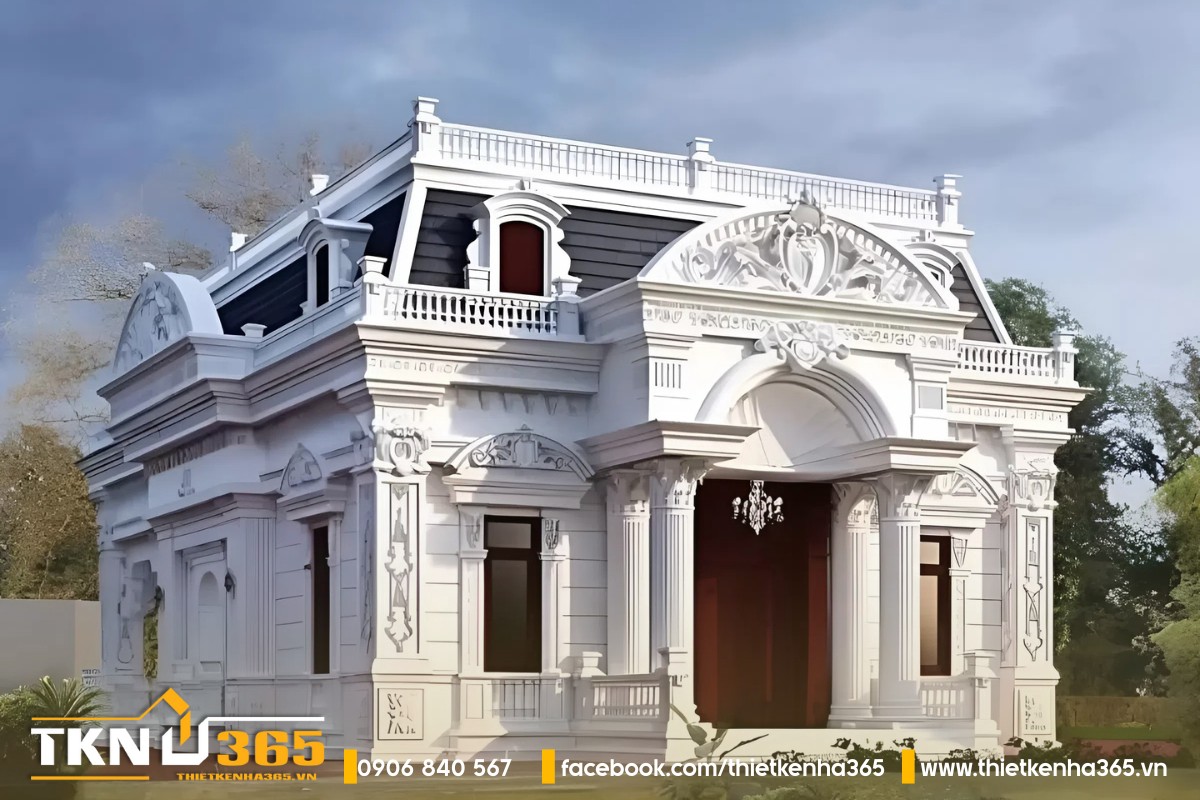 Mẫu biệt thự 1 tầng tân cổ điển kiểu Pháp độc đáo