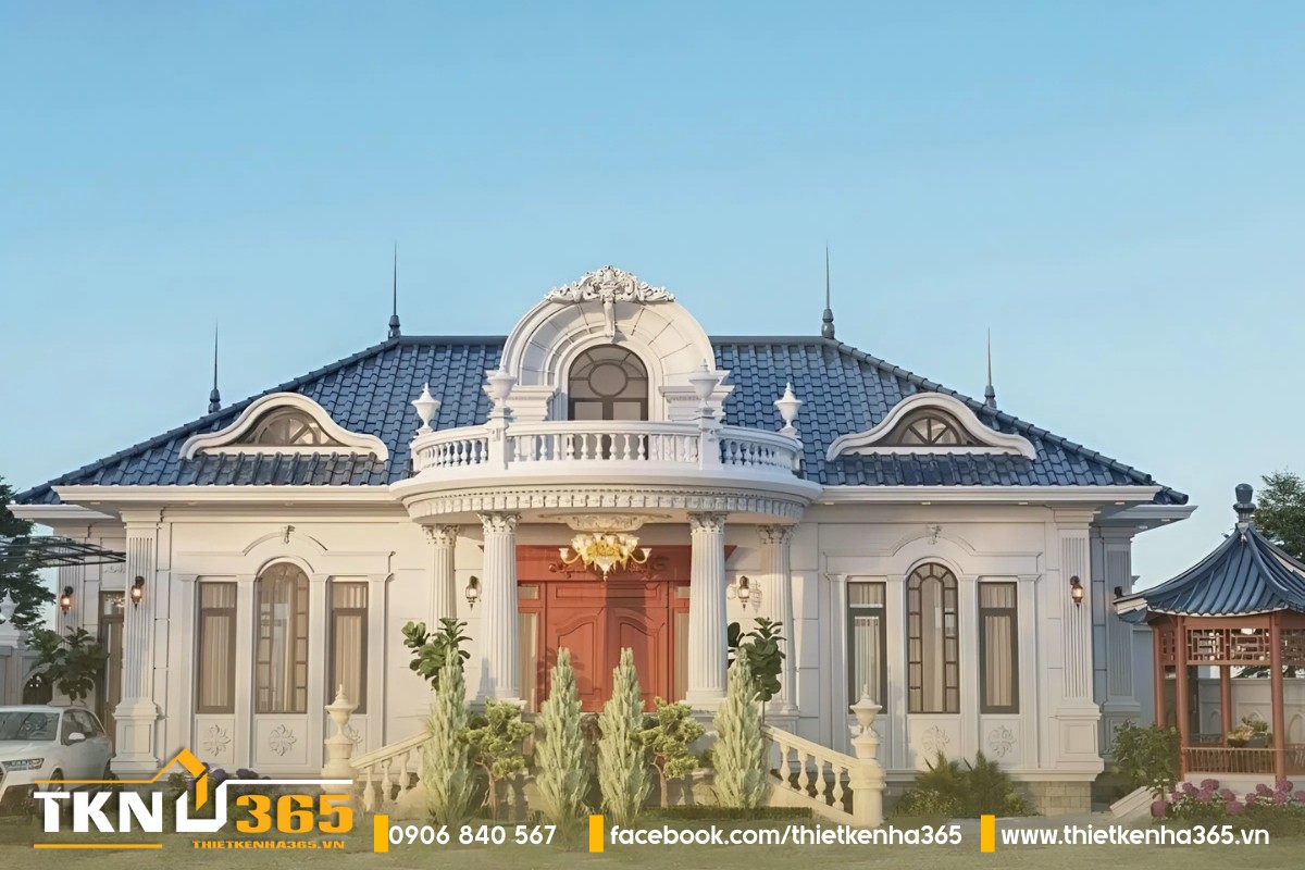 Biệt thự 1 tầng tân cổ điển kiểu Pháp sang trọng