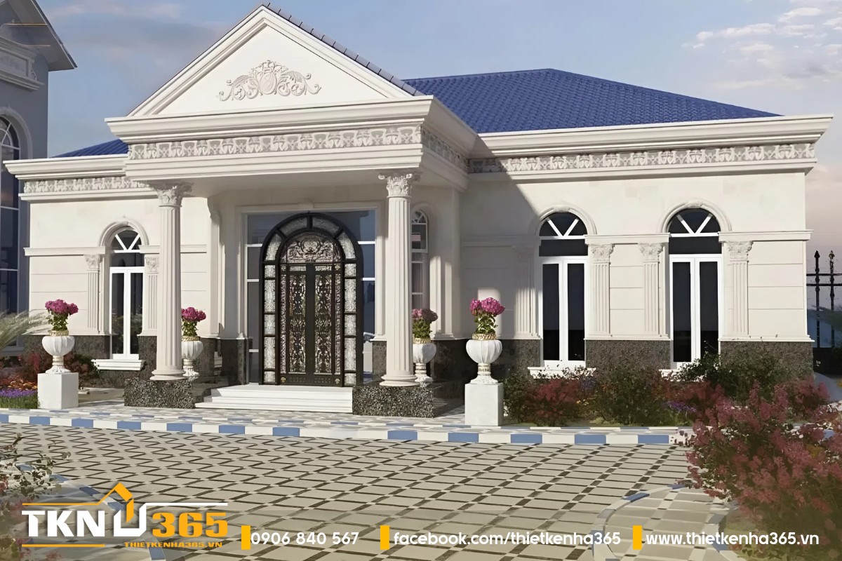 Biệt thự 1 tầng tân cổ điển kiểu Pháp sang trọng