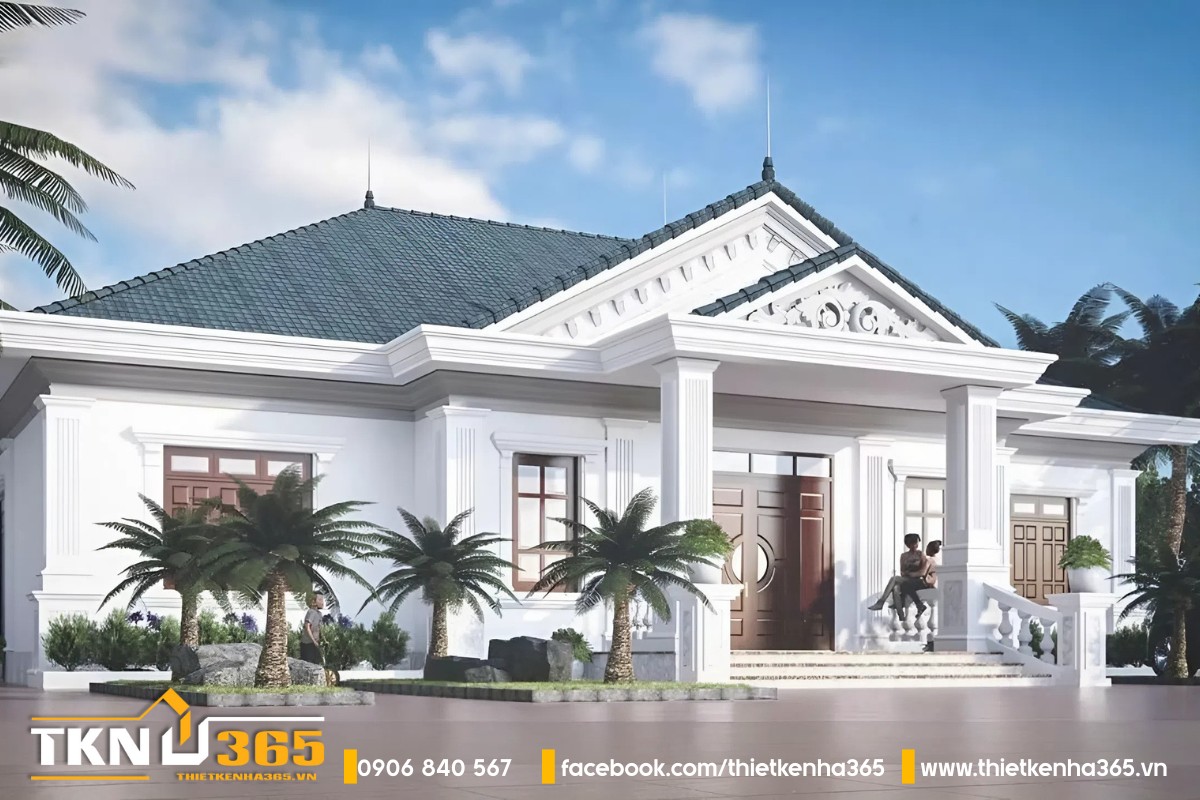 Biệt thự 1 tầng tân cổ điển 3 phòng ngủ sang trọng