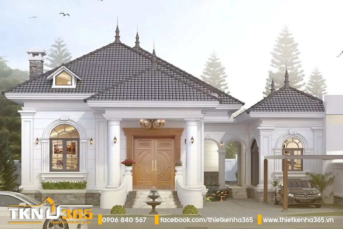 Biệt thự 1 tầng tân cổ điển 4 phòng ngủ