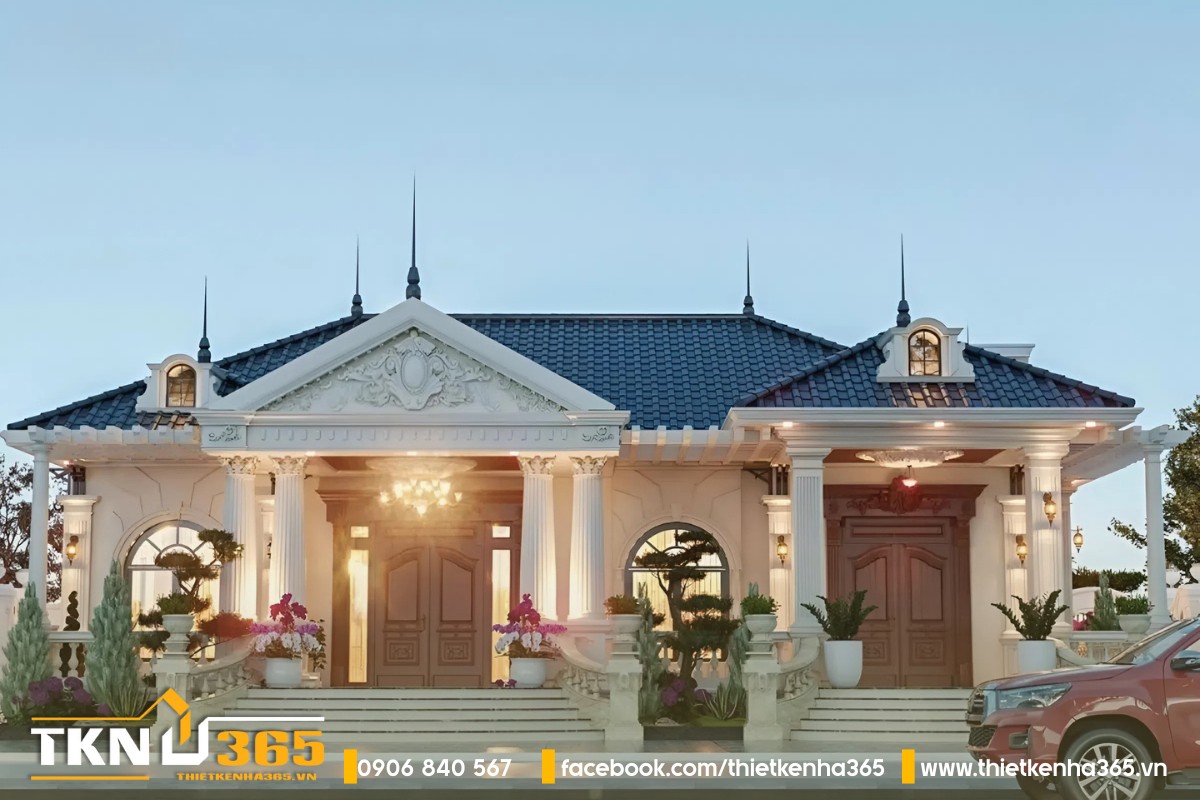 Biệt thự tân cổ điển 1 tầng 5 phòng ngủ độc đáo