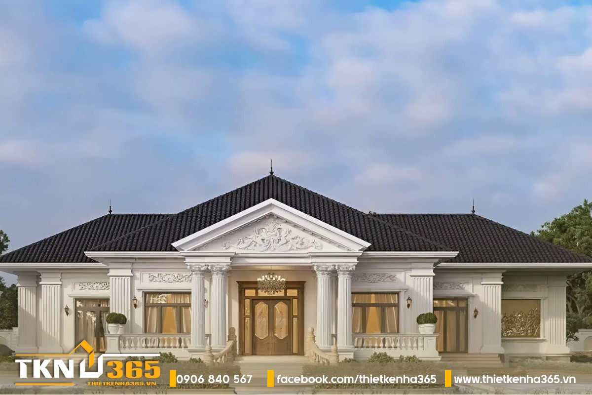 Biệt thự 1 tầng tân cổ điển 5 phòng ngủ