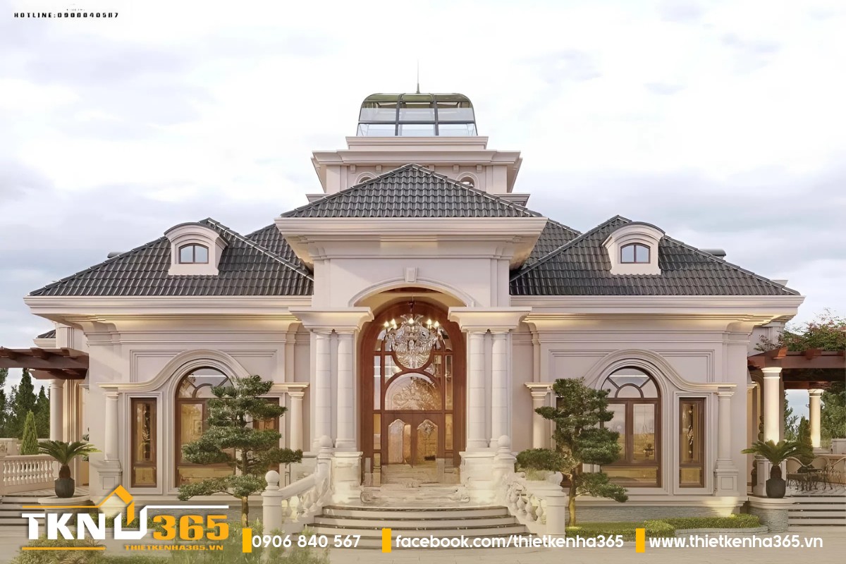 Biệt thự tân cổ điển 1 tầng 6 phòng ngủ sang trọng, đẳng cấp