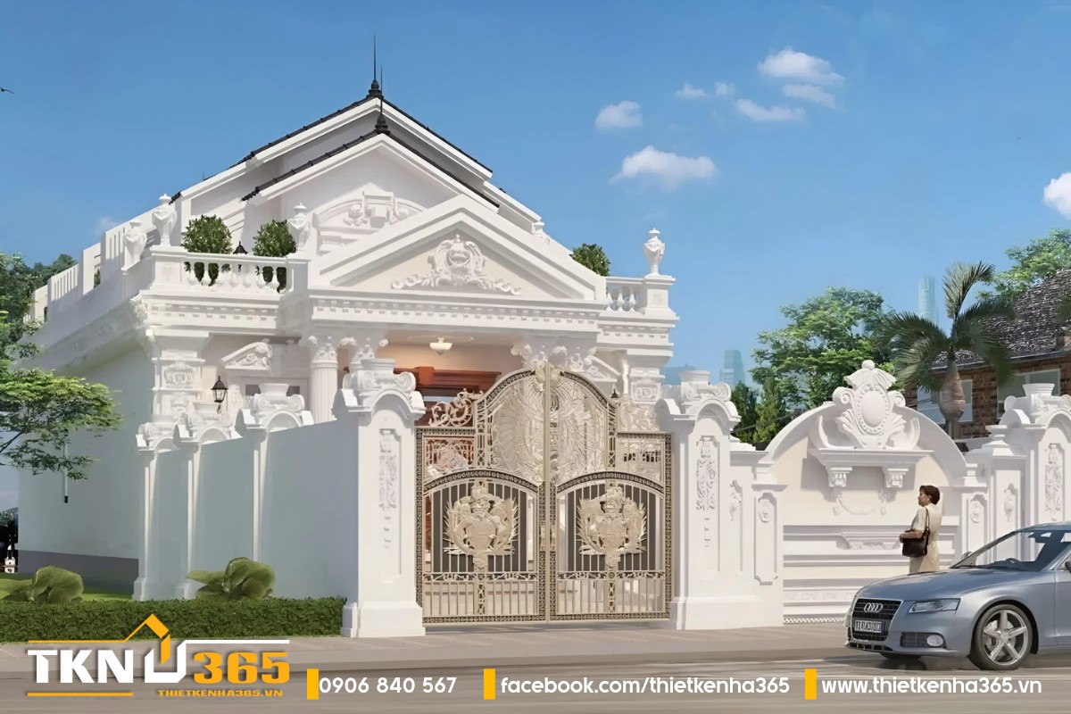 Diện tích xây dựng biệt thự 1 tầng tân cổ điển