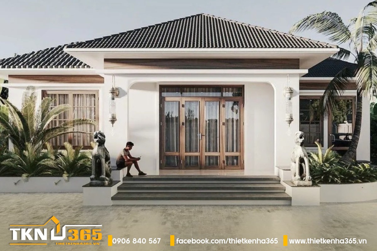 Biệt thự tân cổ điển 1 tầng mái Nhật hiện đại