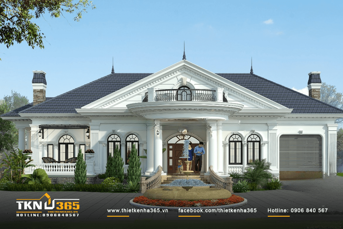 Biệt thự 1 tầng tân cổ điển hiện đại, tinh tế là mẫu nhà được gia chủ yêu thích