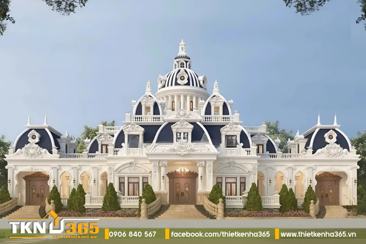 Biệt thư tân cổ điển 1 tầng mái Mansard rộng như lâu đài