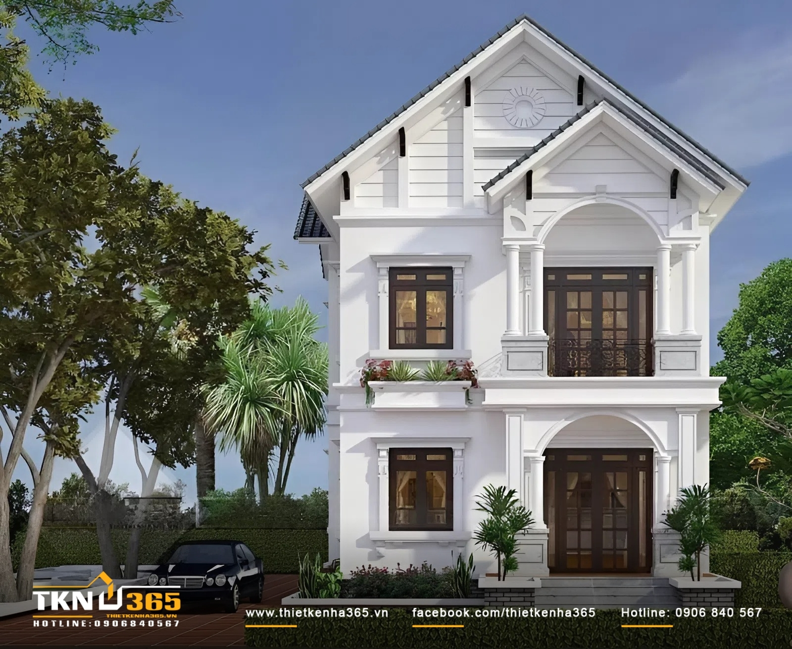 Mẫu nhà ống 2 tầng mái thái thi công trọn gói giá 1 tỷ