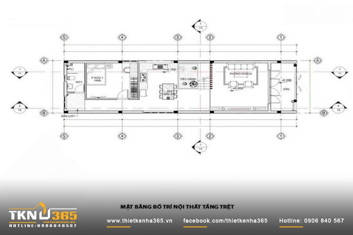 mặt bằng nhà phố 2 tầng