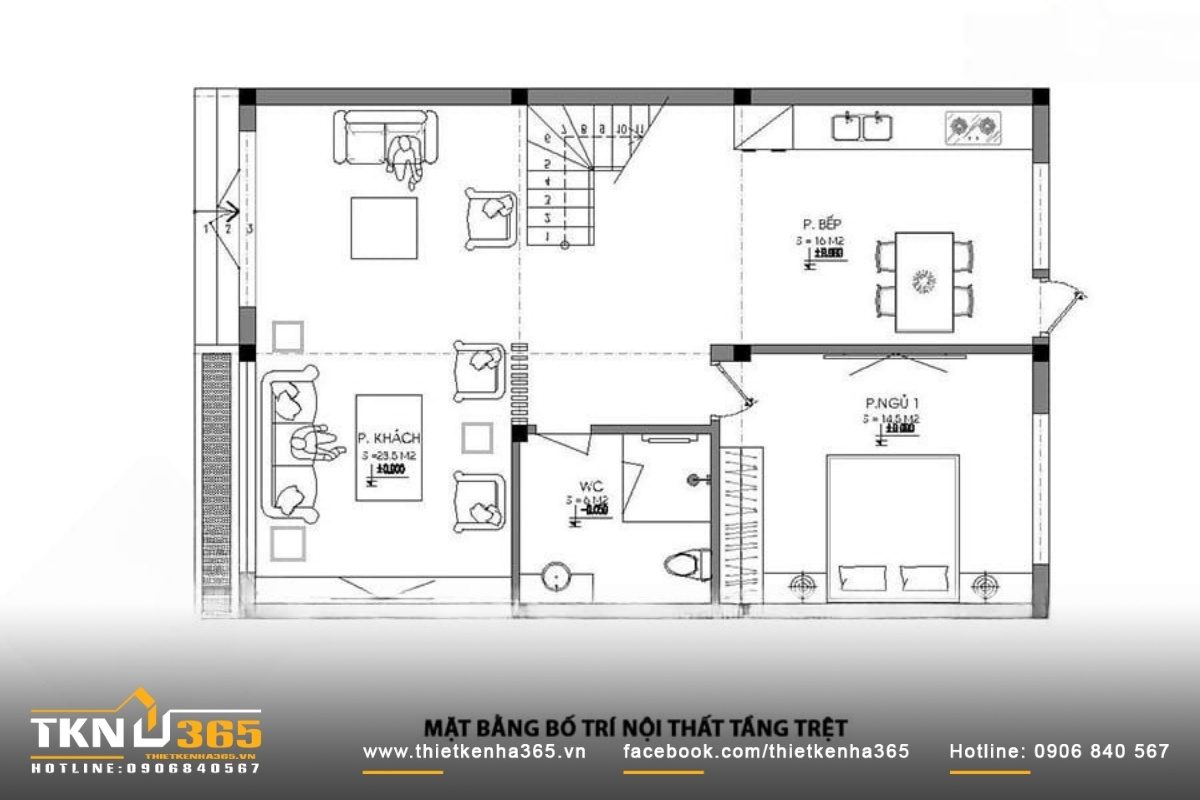 Mặt bằng tầng trệt (Tầng 1)