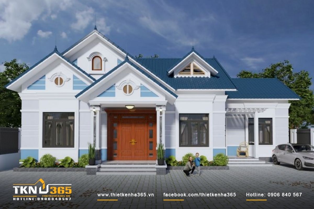 Thiết kế mặt tiền mẫu nhà đẹp 1 tầng mái thái chi phí 850 triệu