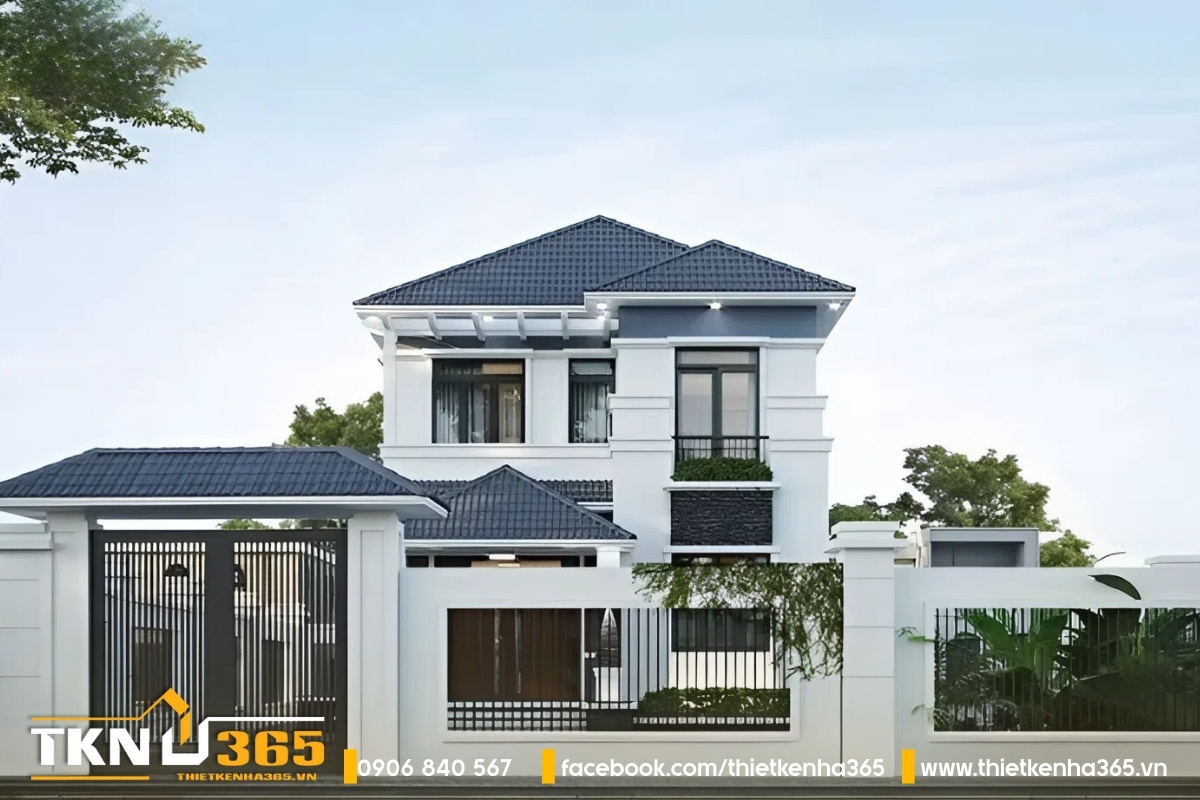 Biệt thự 2 tầng mái Nhật với thiết kế đơn giản nhưng sang trọng