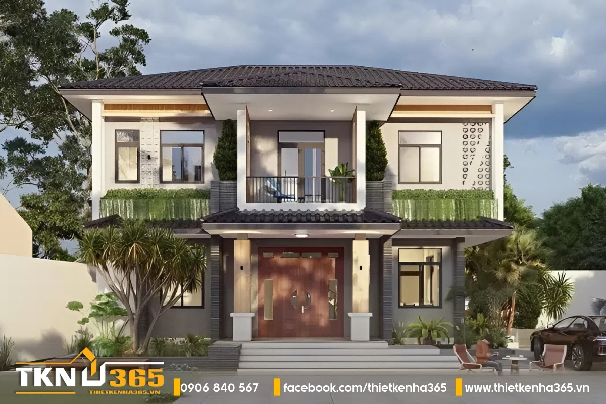 Mẫu nhà biệt thự 2 tầng mái Nhật