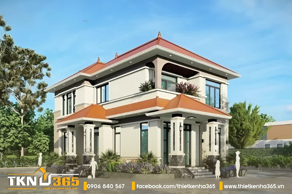 Tận hưởng cuộc sống trong mơ với biệt thự phố 2 tầng mái Nhật có sân vườn rộng rãi