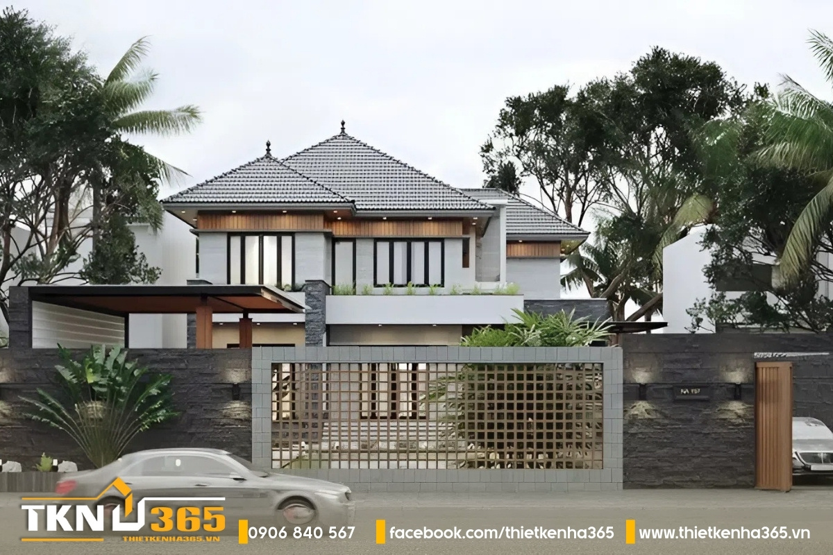 Mẫu nhà biệt thự 2 tầng mái Nhật phong cách