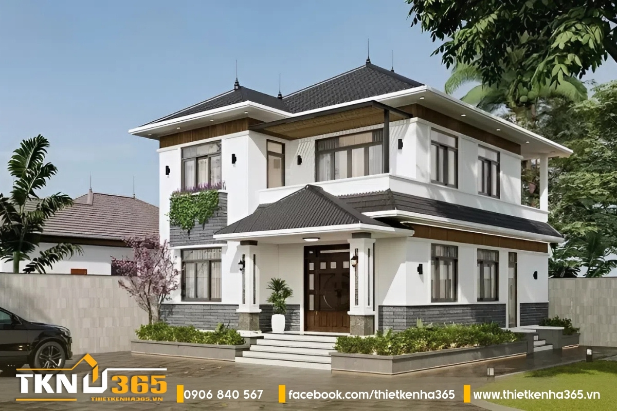 Mẫu nhà biệt thự 2 tầng mái nhật