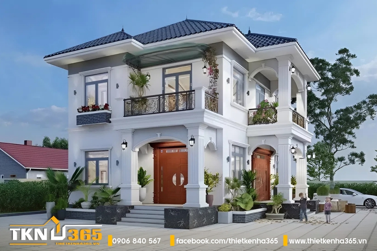 mẫu nhà biệt thự 2 tầng mái nhật