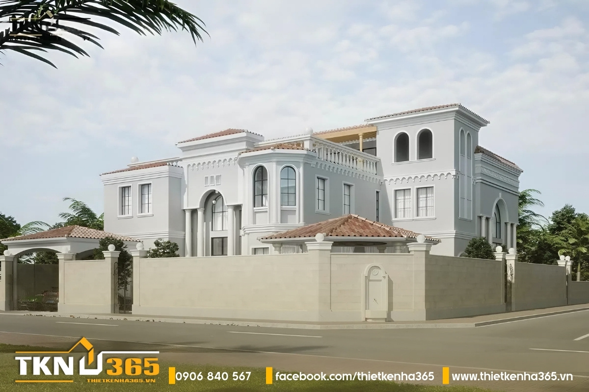 Biệt thự kiểu địa trung hải màu trắng rộng 500m2