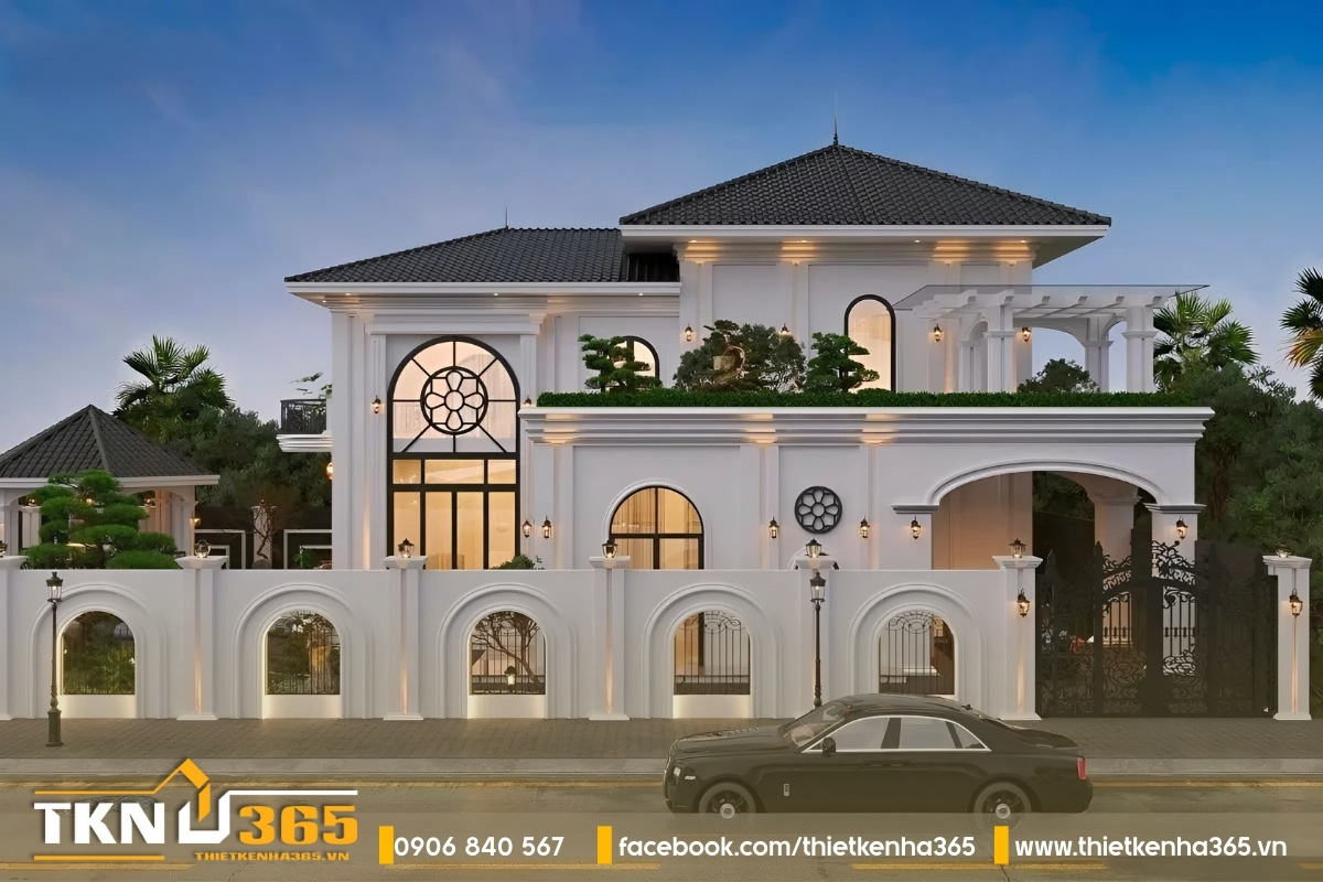 Mẫu biệt thự kiểu địa trung hải 2 tầng mặt tiền