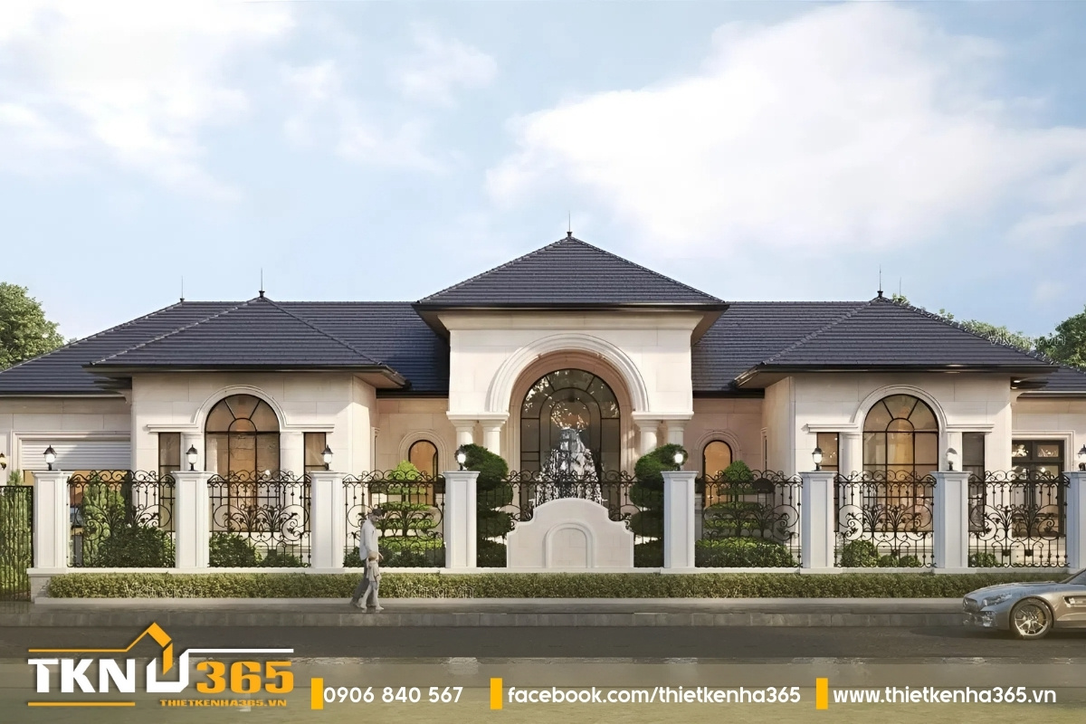 Biệt thự Địa Trung Hải có không gian mở, rộng rãi tựa như cung điện trong thời hiện đại