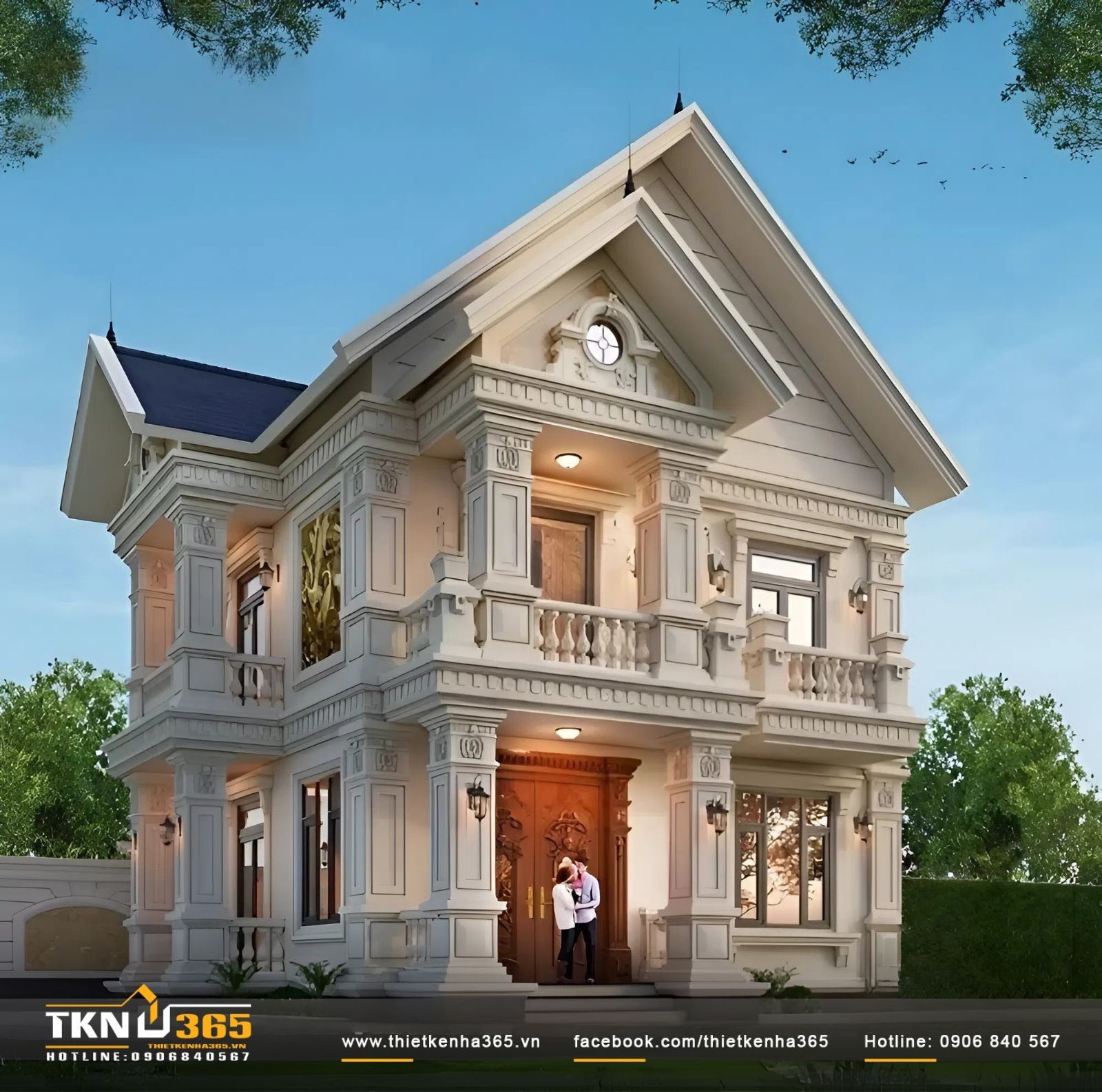 Mẫu biệt thự phố cổ điển thể hiện sự kỳ công và tinh tế trong thiết kế kiến trúc