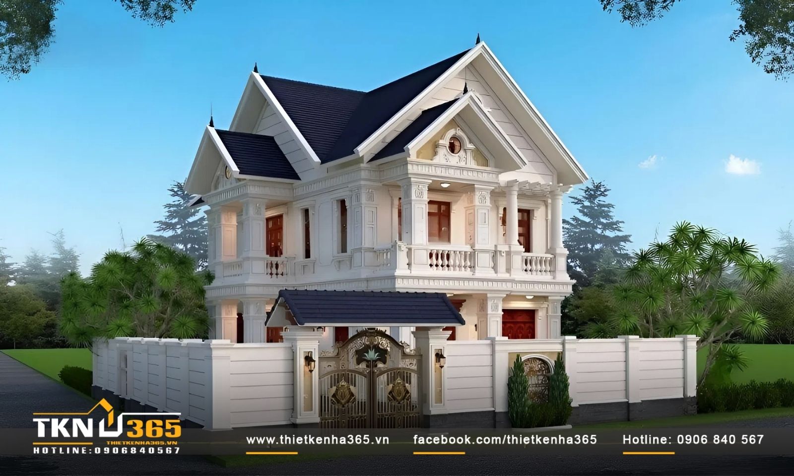 Mẫu biệt thự phố với thiết kế mái thái cực kì sang trọng