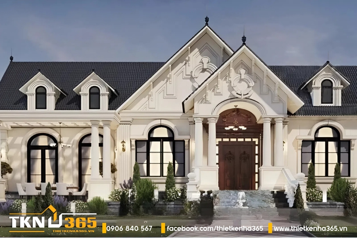 Biệt thự mái thái 1 tầng lấy cảm hứng kiến trúc Châu u lịch thiệp và tinh tế