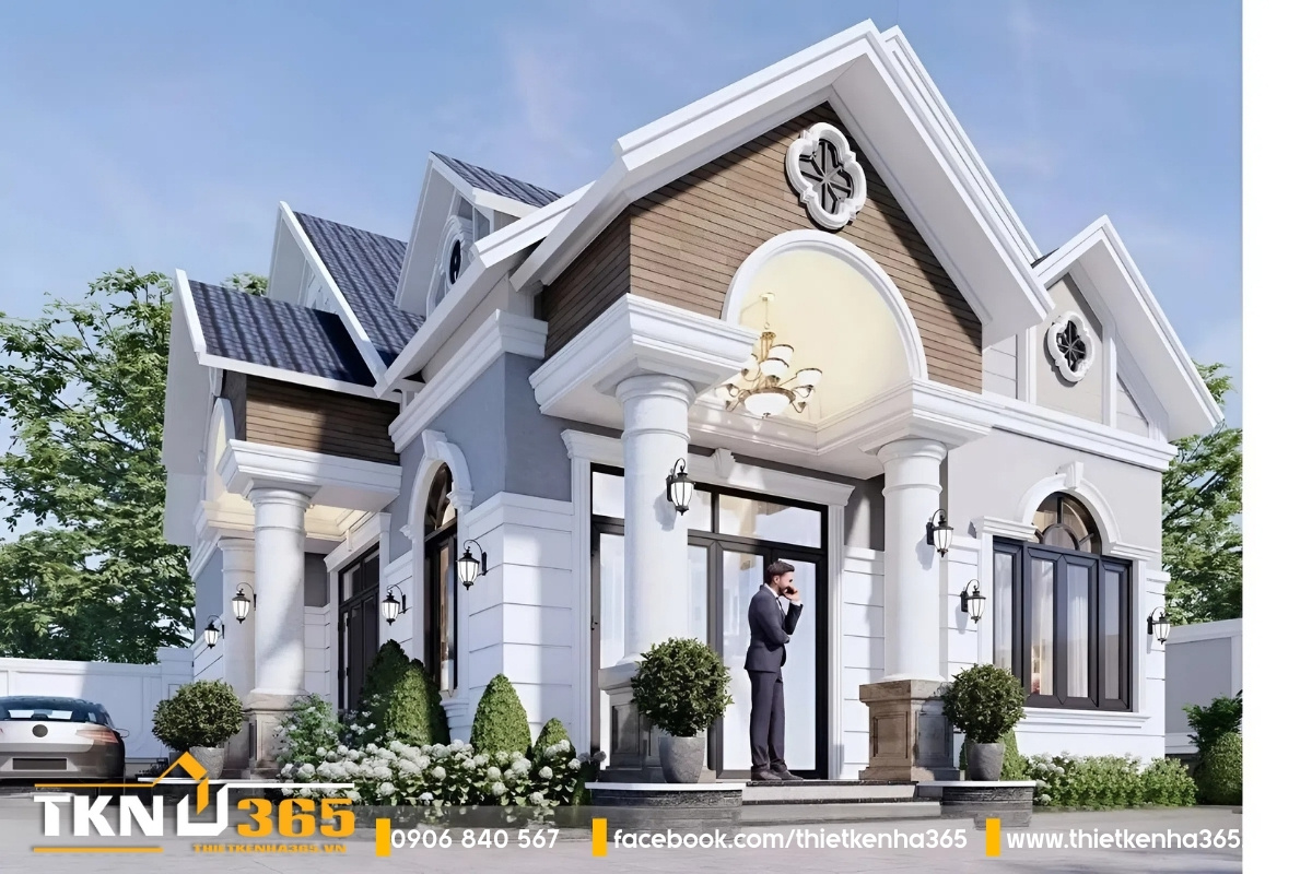 Mẫu biệt thự 1 tầng mái thái đơn giản, hiện đại