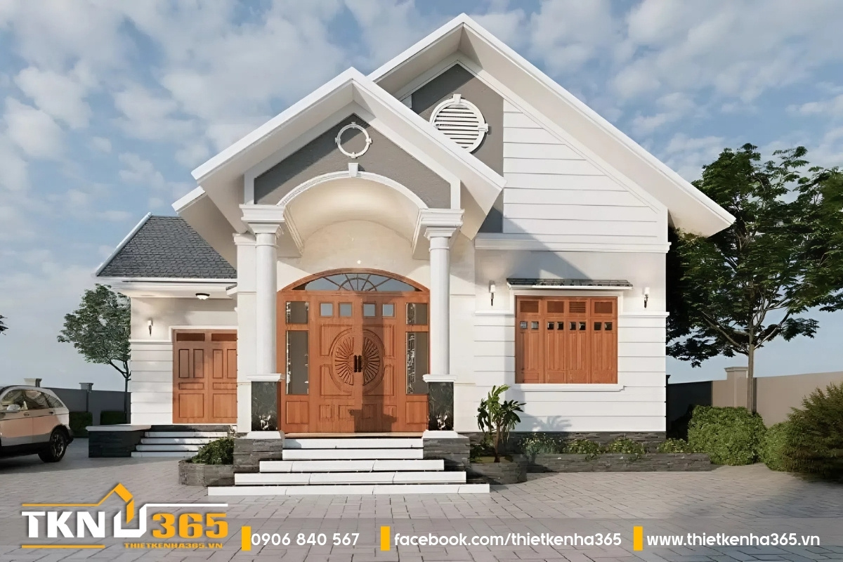 Mẫu biệt thự 1 tầng mái thái đẹp, đơn giản