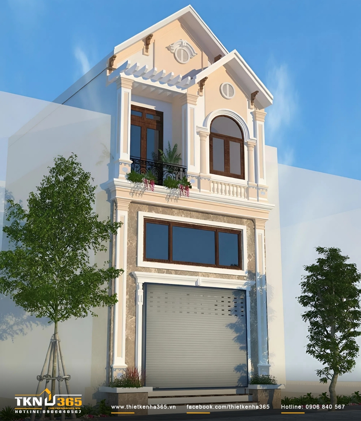 Nhà 1 Trệt 1 Lửng 1 Lầu Đẹp Hiện Đại 2026 – Xu Hướng Thiết Kế Được Ưa Chuộng 14 Thiết kế mặt tiền nhà ống 2 tầng có gác lửng phong cách tân cổ điển