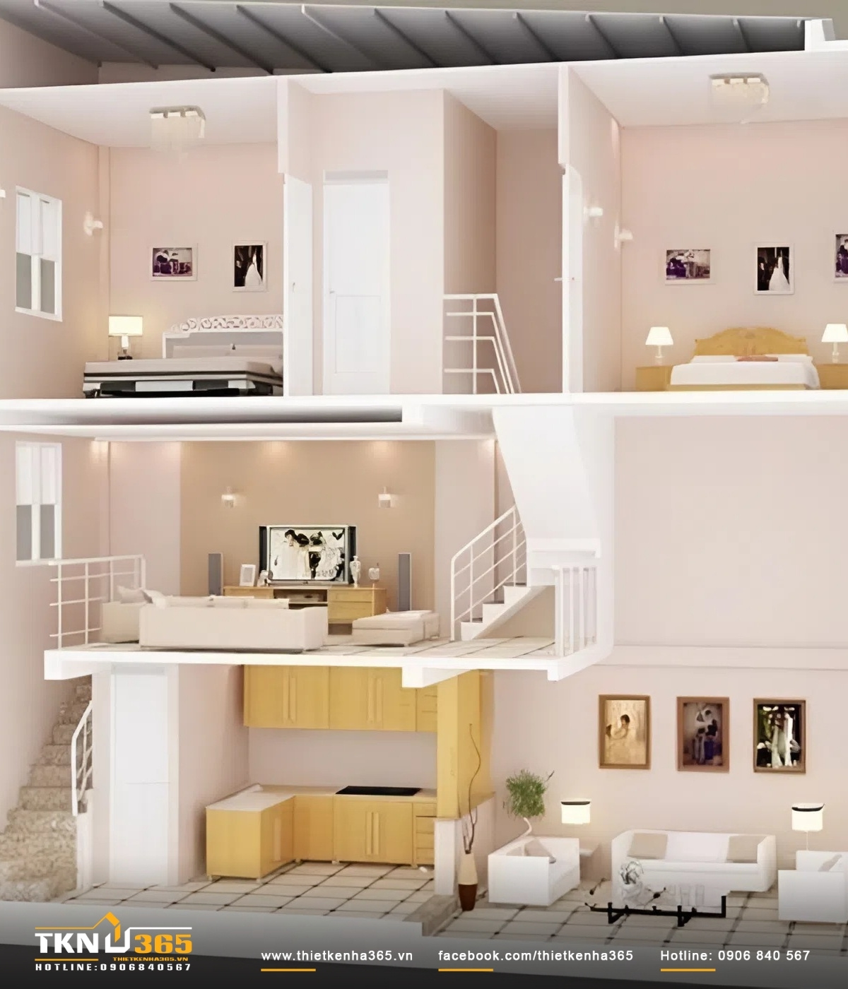 Nhà 1 Trệt 1 Lửng 1 Lầu Đẹp Hiện Đại 2026 – Xu Hướng Thiết Kế Được Ưa Chuộng 1 thiết kế nhà ống 1 trệt 1 lửng 1 lầu