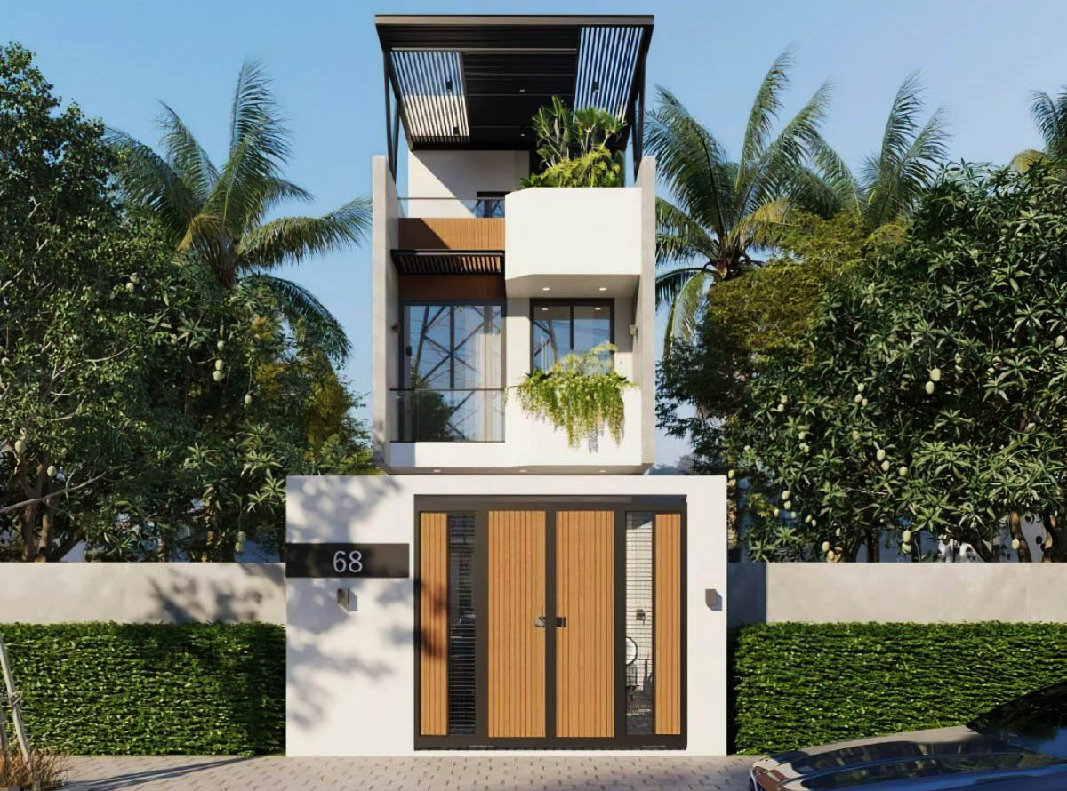 Mẫu nhà 2 tầng 3 phòng ngủ có tum Mẫu nhà 2 tầng 3 phòng ngủ có tum