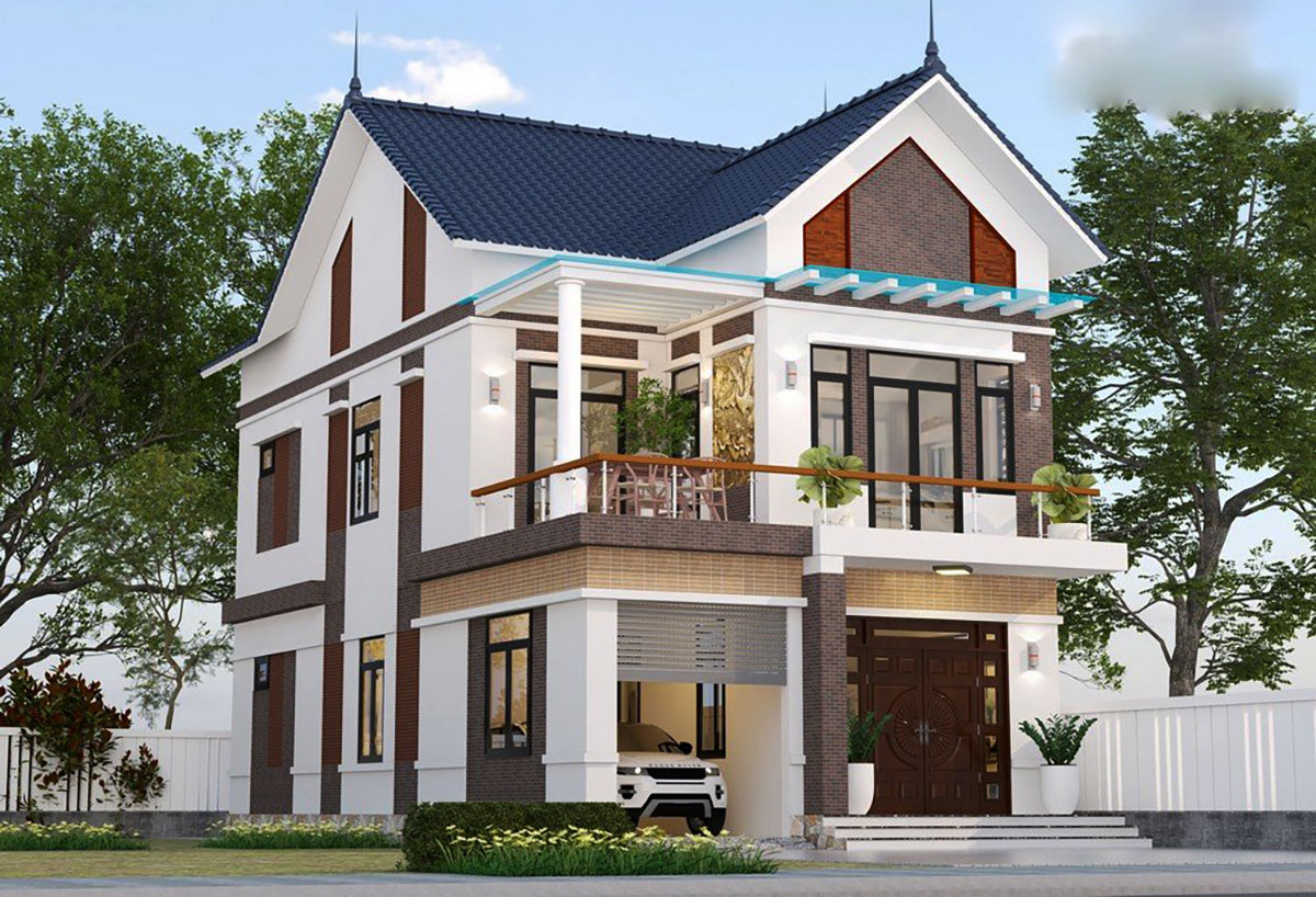 Mẫu thiết kế nhà 2 tầng mặt tiền 10m hiện đại, đẹp mắt kết hợp sân vườn Mẫu thiết kế nhà 2 tầng mặt tiền 10m hiện đại, đẹp mắt kết hợp sân vườn