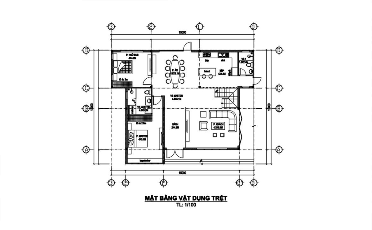 Bản vẽ nhà 2 tầng mặt tiền 10m tầng 1 Bản vẽ nhà 2 tầng mặt tiền 10m tầng 1