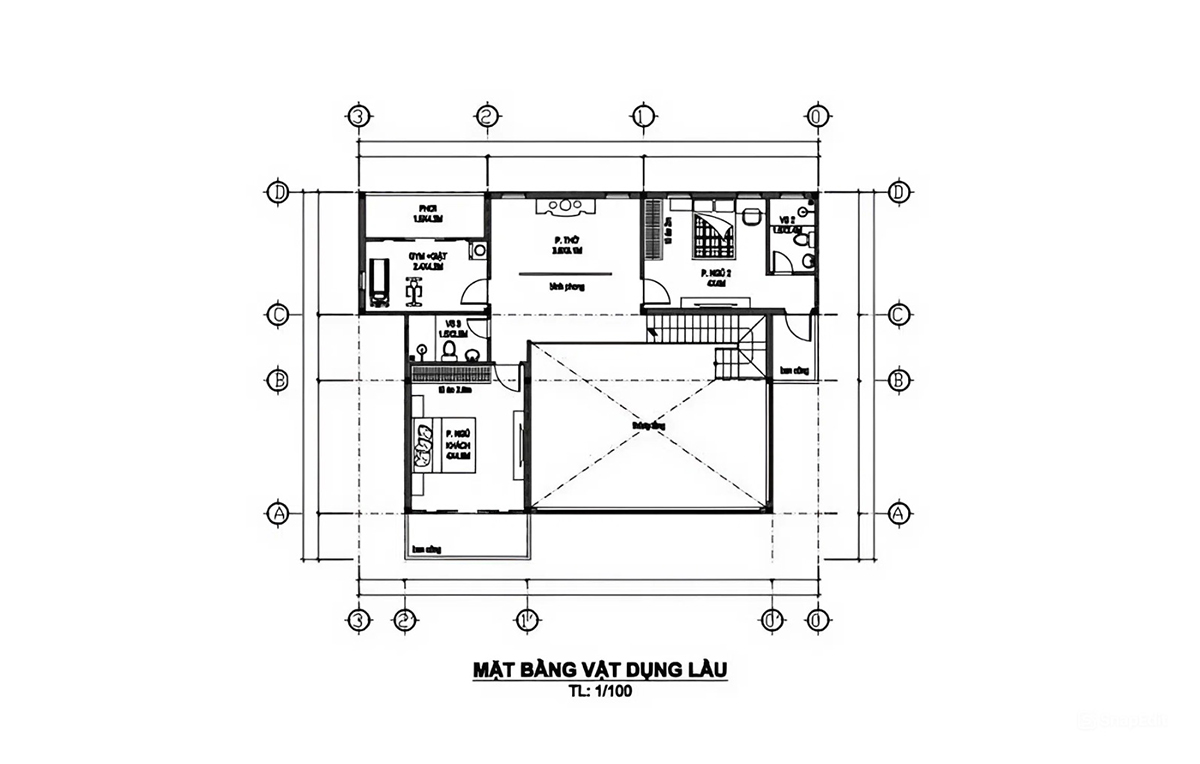 Bản vẽ nhà 2 tầng mặt tiền 10m tầng 2 Bản vẽ nhà 2 tầng mặt tiền 10m tầng 2