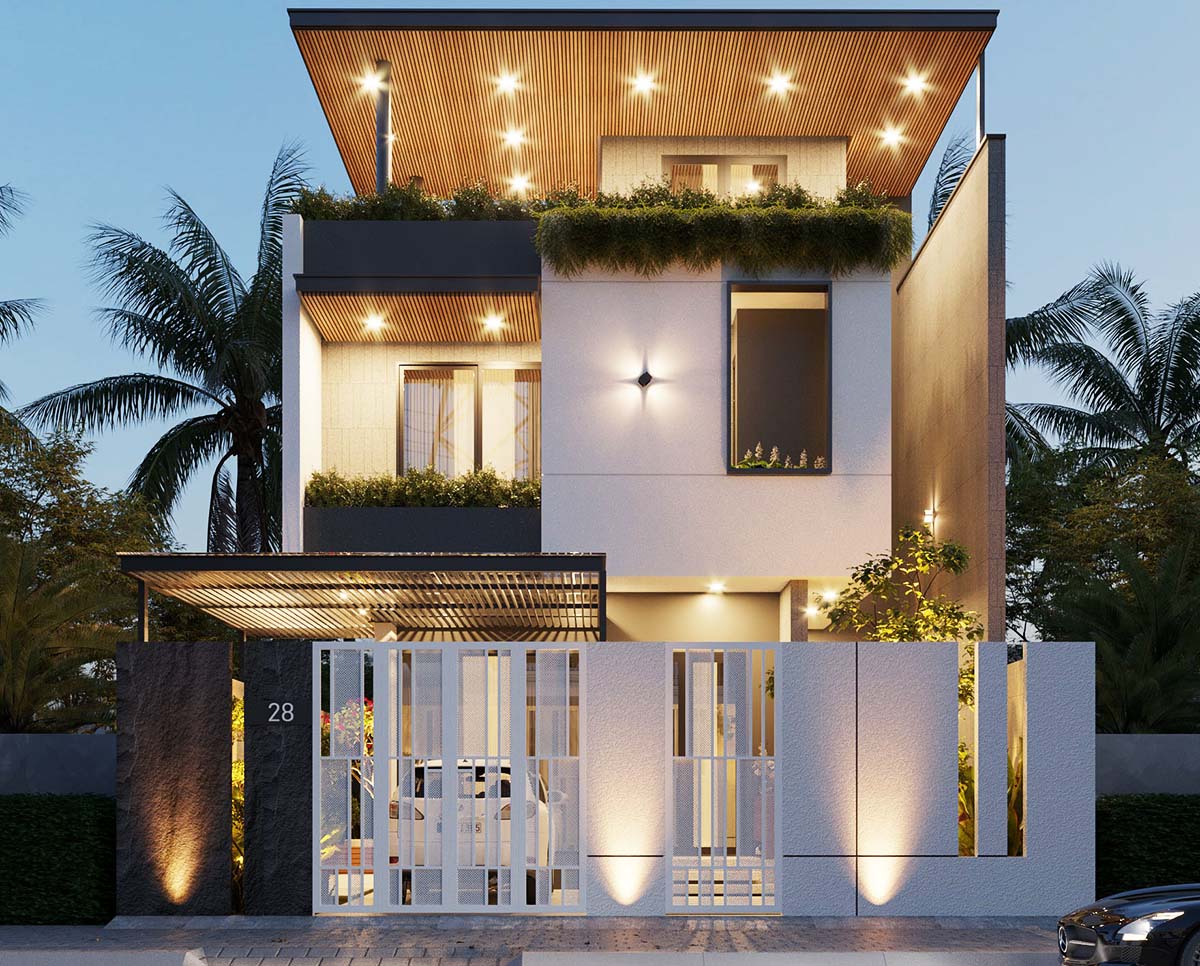 Mẫu nhà 2 tầng mặt tiền 10m với thiết kế đơn giản, hiện đại Mẫu nhà 2 tầng mặt tiền 10m với thiết kế đơn giản, hiện đại