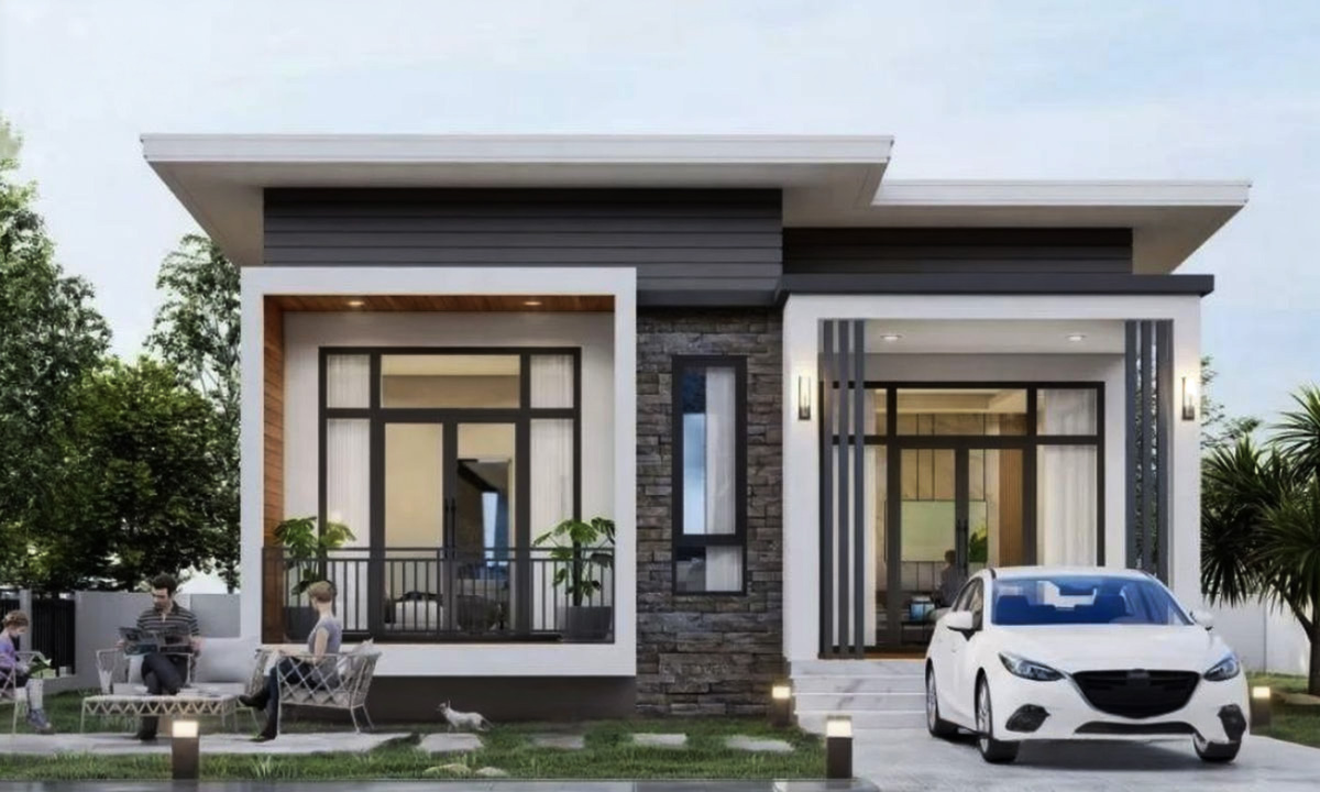 Mẫu nhà cấp 4 mái bằng sân vườn mặt tiền 8m Mẫu nhà cấp 4 mái bằng sân vườn mặt tiền 8m
