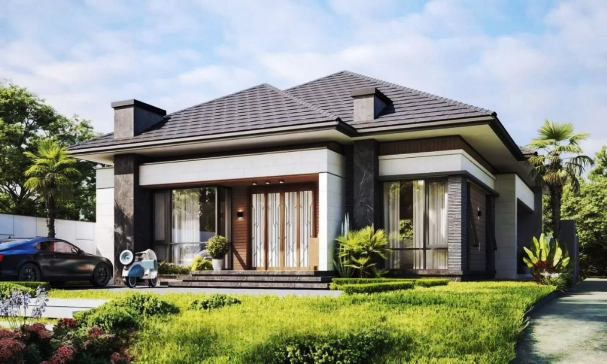 Mẫu nhà cấp 4 ngang 8m có sân vườn Mẫu nhà cấp 4 ngang 8m có sân vườn