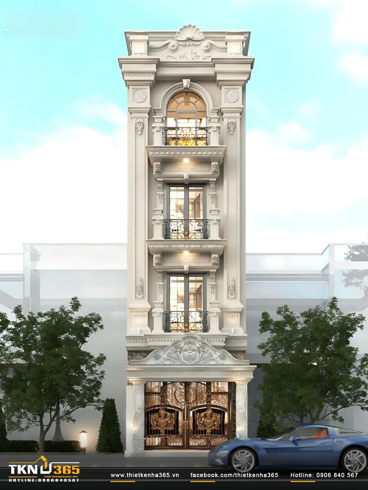 Nh&agrave; phố 4 tầng cổ điển độc đ&aacute;o, đẹp