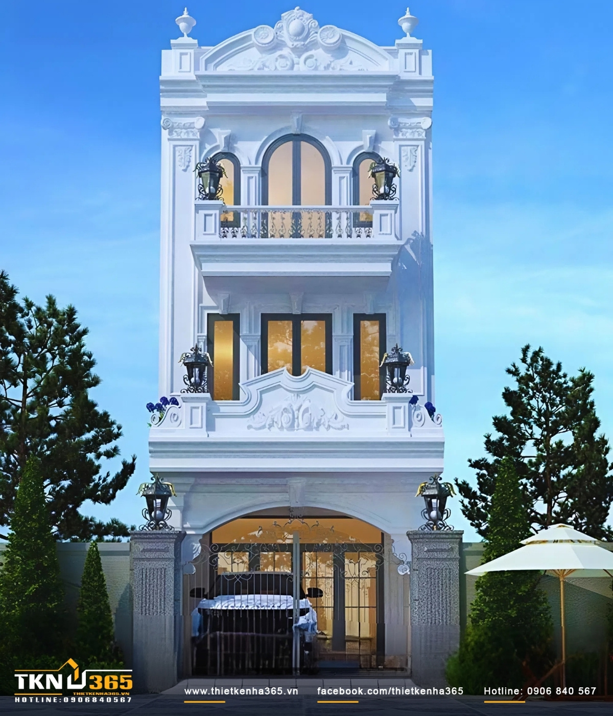 Mẫu nh&agrave; phố cổ điển 3 tầng thời thượng, đẹp