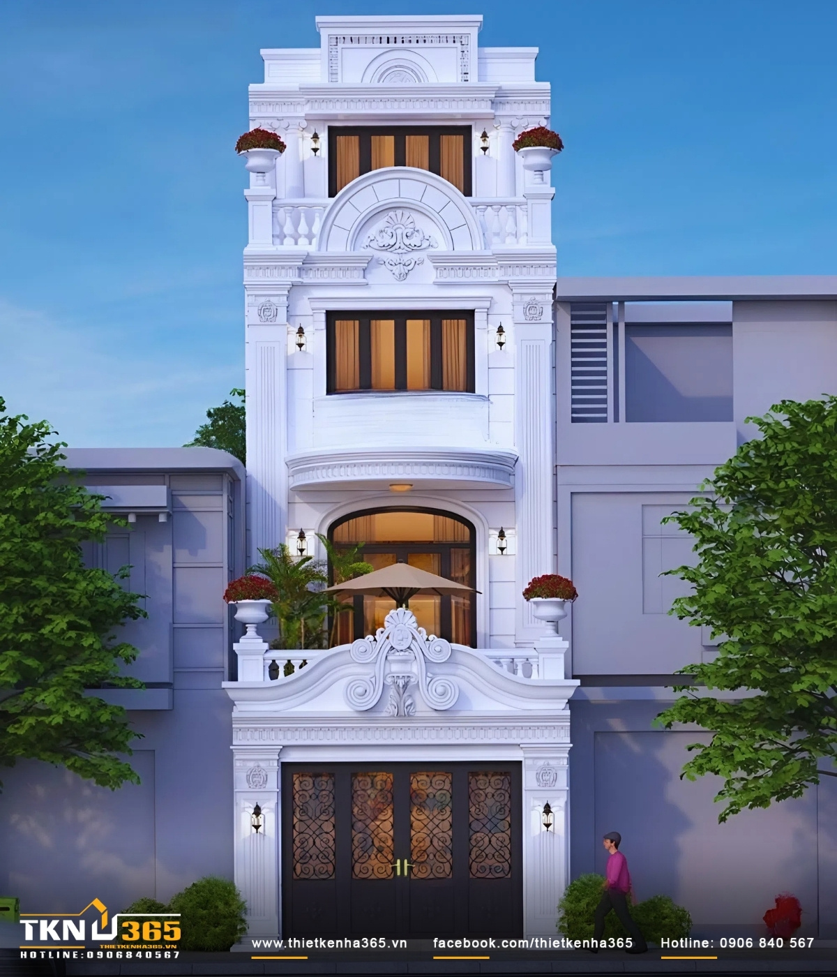 Mẫu nh&agrave; phố cổ điển 4 tầng