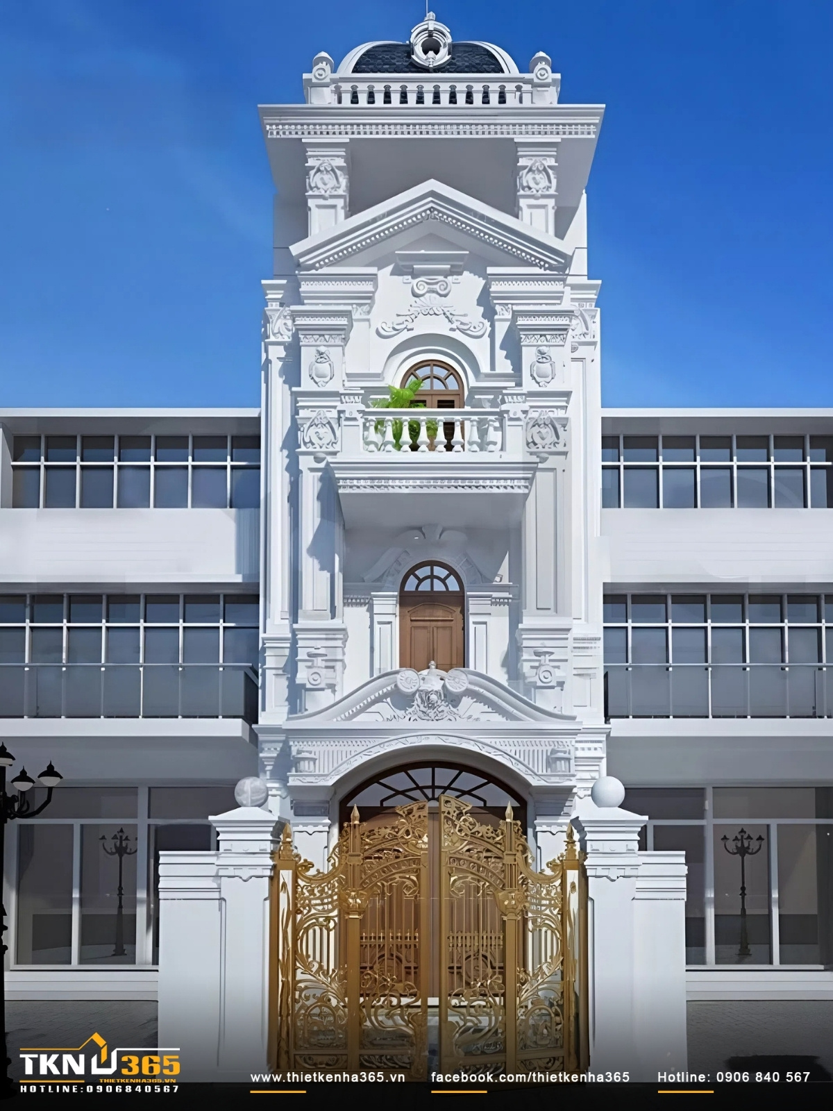 Thiết kế nh&agrave; phố cổ điển c&oacute; mặt tiền sang trọng