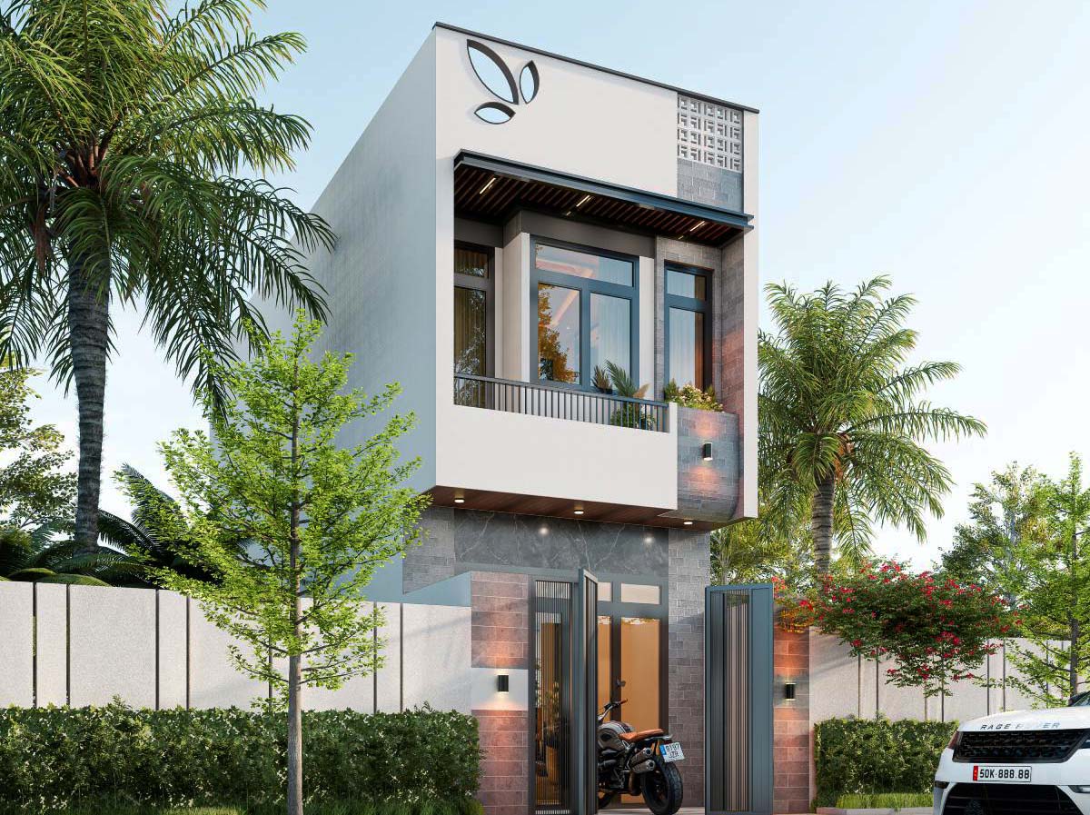 Mẫu nhà 4m12 lệch tầng tân cổ điển