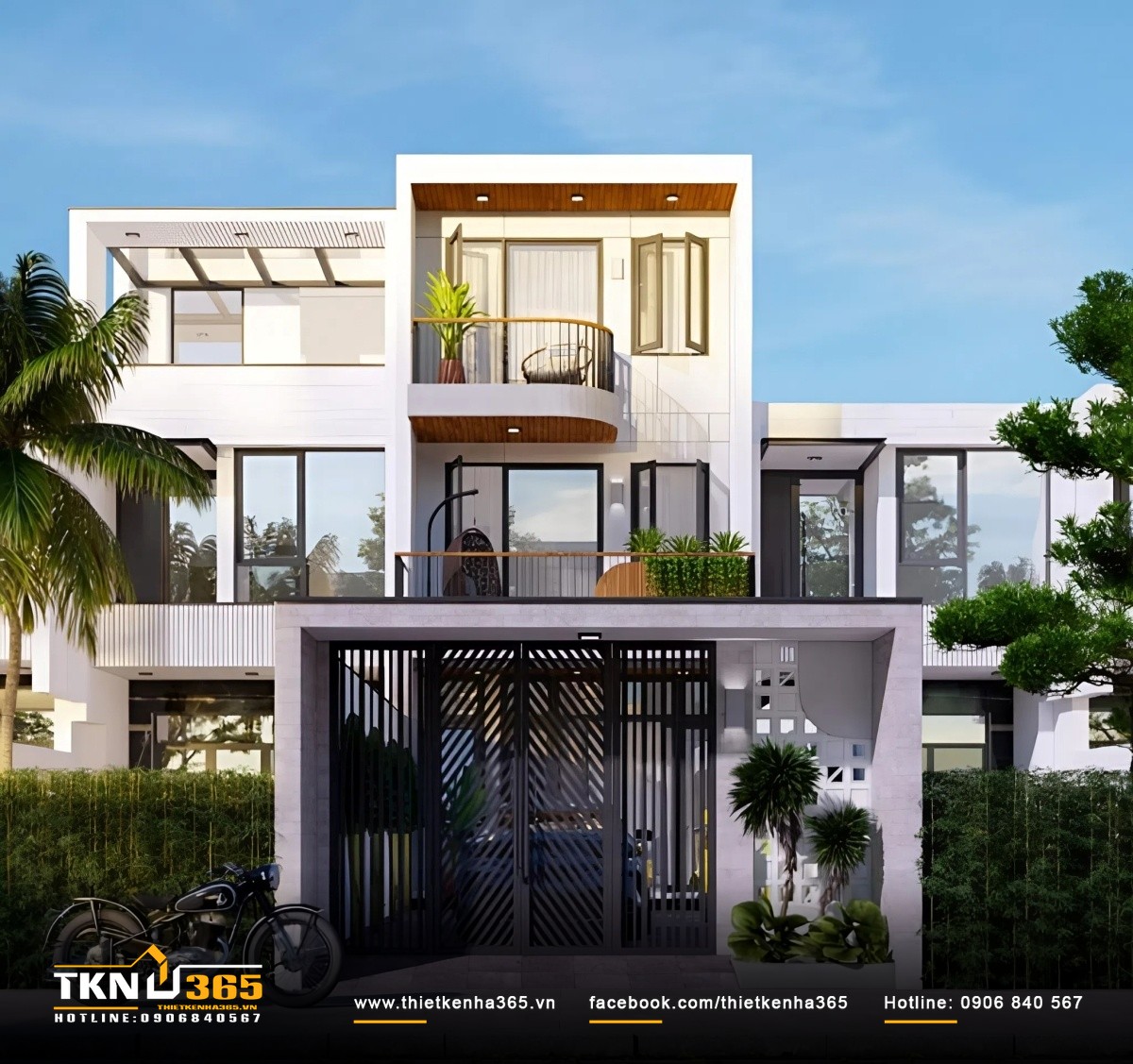 Mẫu nhà 3 tầng mái bằng thiết kế tinh tế và trang nhã