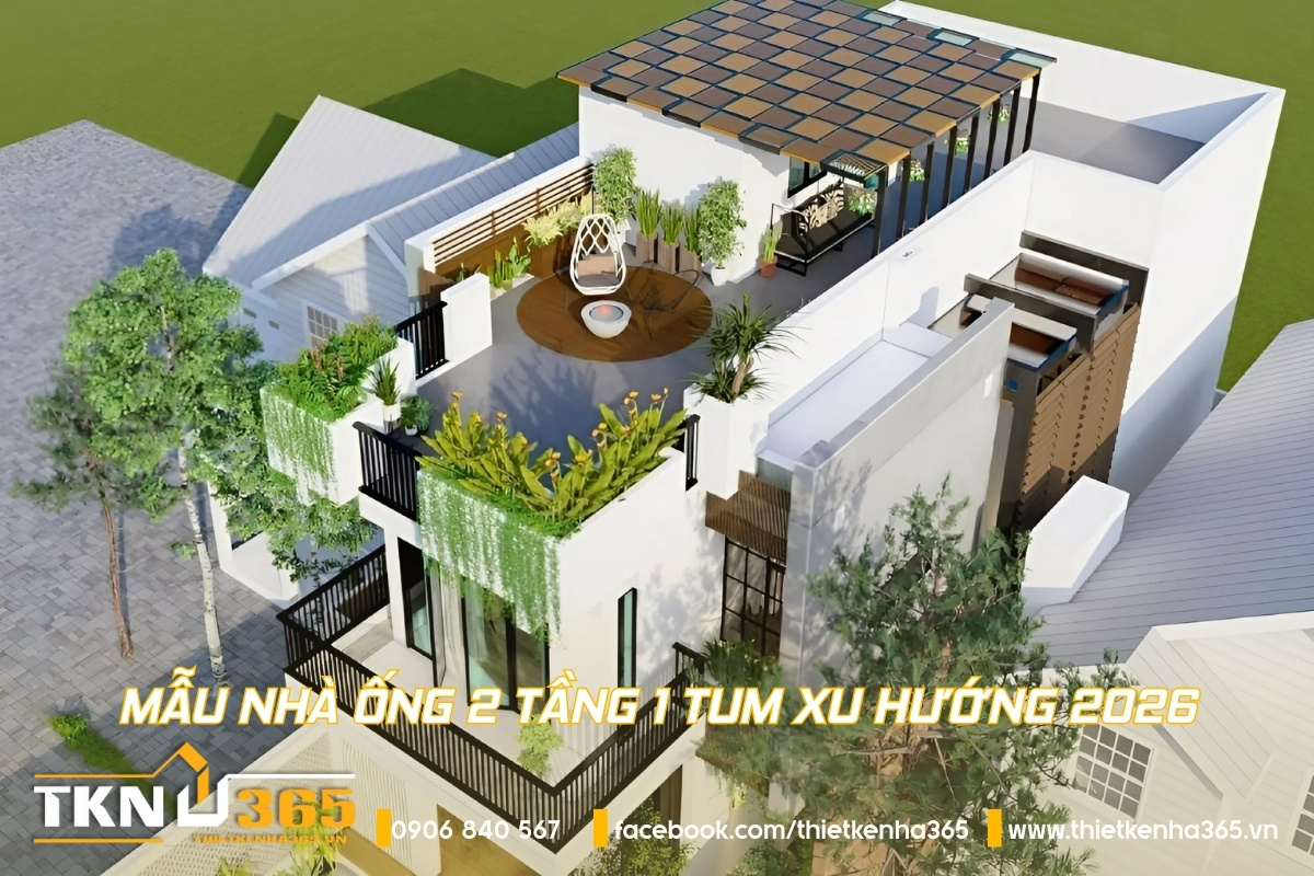 mẫu nhà ống 2 tầng 1 tum