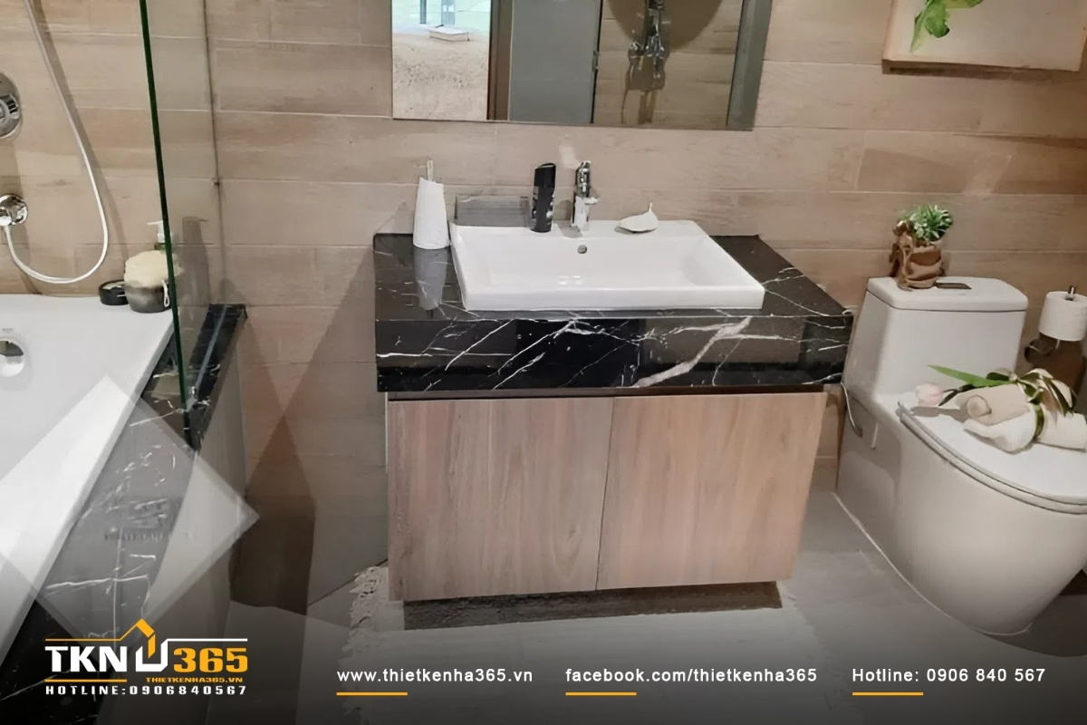 Nội thất phòng tắm và nhà vệ sinh tại nhà ống 3 tầng