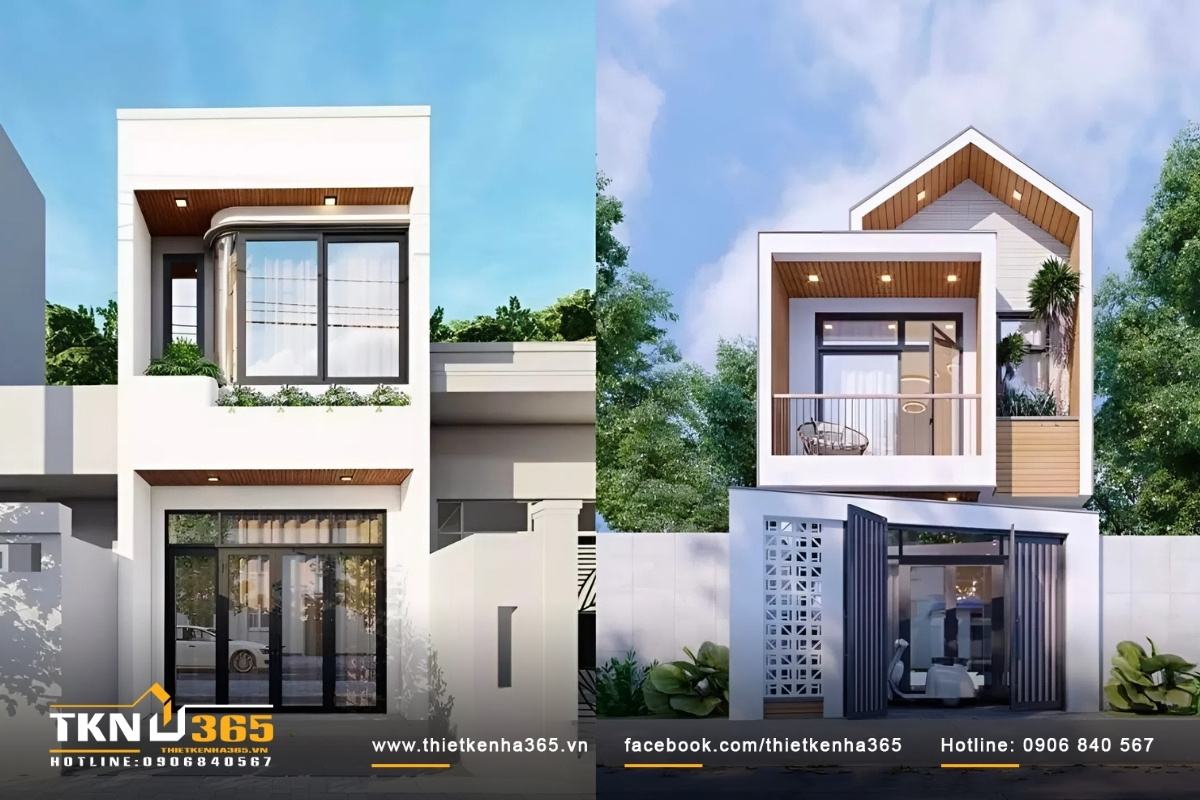Mẫu mặt tiền nh&agrave; ống đẹp, 2 tầng